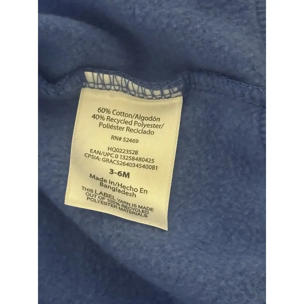 Infant Wonder Nation Boys Blue Zip Up Hoodie Size 3-6 Months Pre Owned (E1)